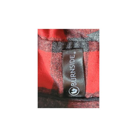 Burnside B8212 Woven Plaid Mens Flannel Shirt Sz M With Biased Pocket Red Black - Picture 7 of 8